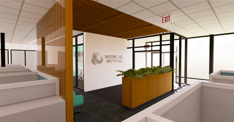 Rendering of Medical Mutual of Ohio’s new lobby at its Rossford operations