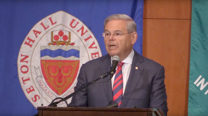US Senator Bob Menendez speaks at Seton Hall University