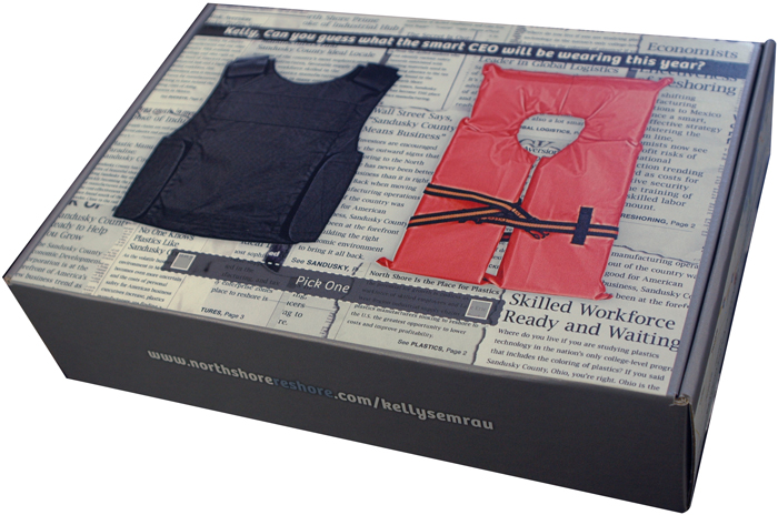 The package mailed to manufacturers as part of the Sandusky County Economic Development Corporation (SCEDC) marketing initiative